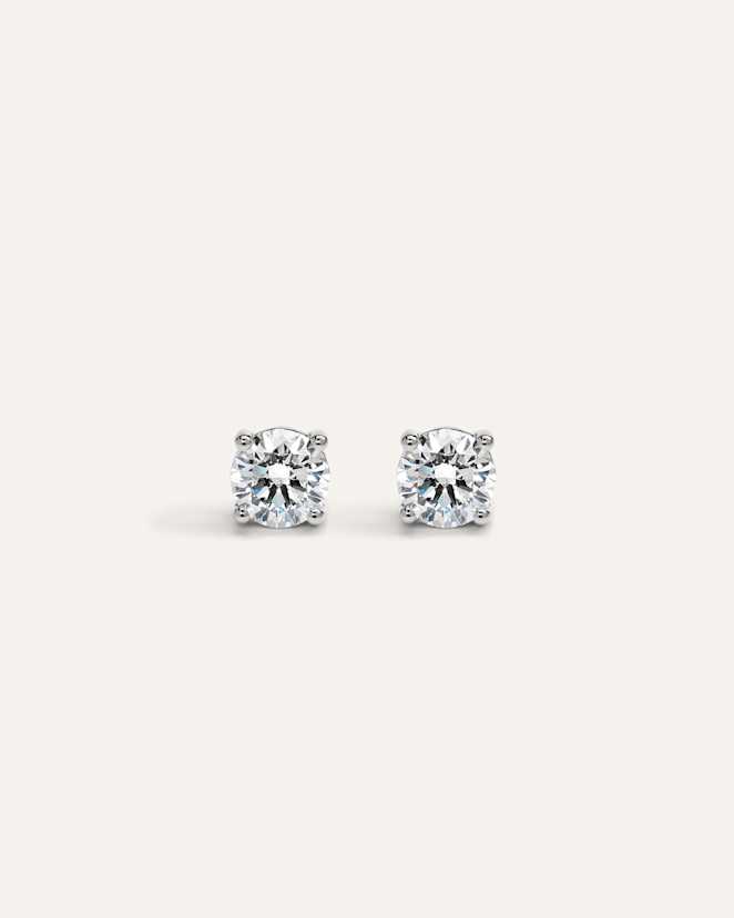 White Gold 14K Gold Lab Grown Diamond Four-Prong Solitaire Studs - 1.5ctw
