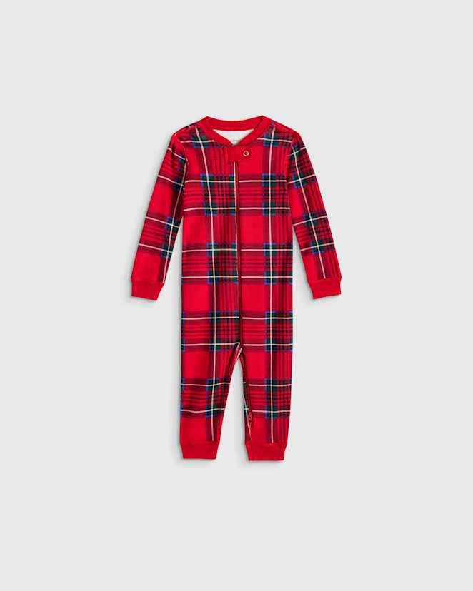Red Holiday Plaid 100% Organic Cotton One Piece Pajama