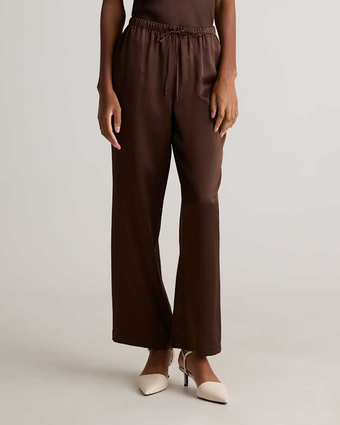 Hot Fudge 100% Washable Silk Drawstring Wide Leg Pants