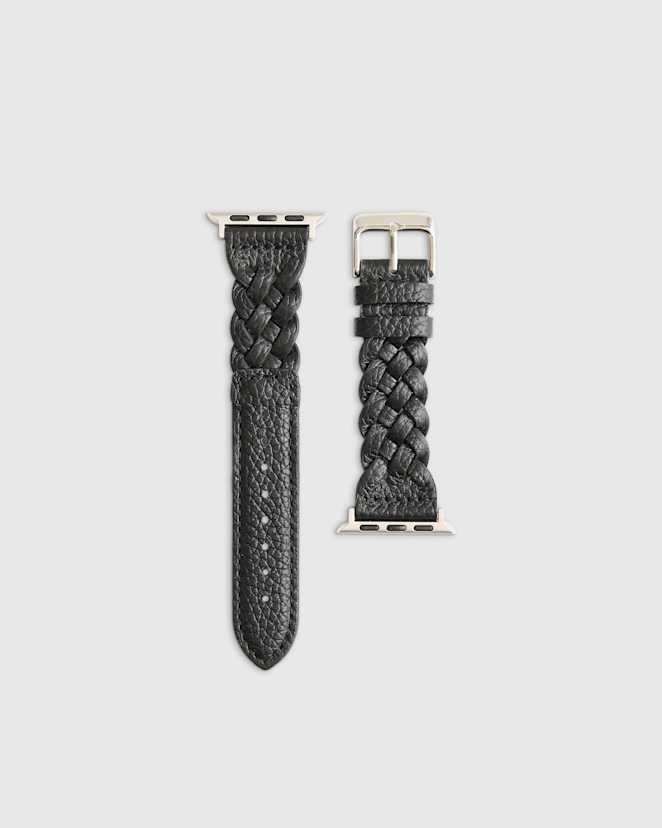 Black Braided Leather Smartwatch Band