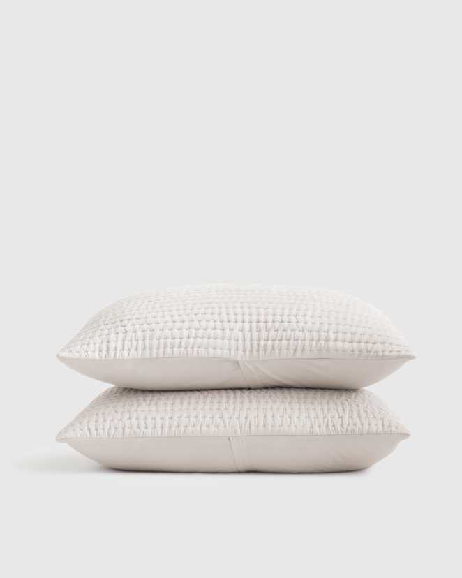 Ivory Silk Pick Stitch Sham Set