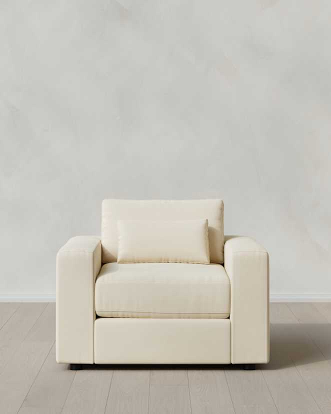 Ivory Ashford Deep Seat Chair and a Half in Performance Velvet