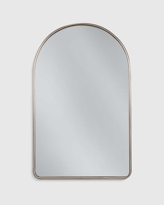 Silver Metal Frame Arched Metal Framed Wall Mirror