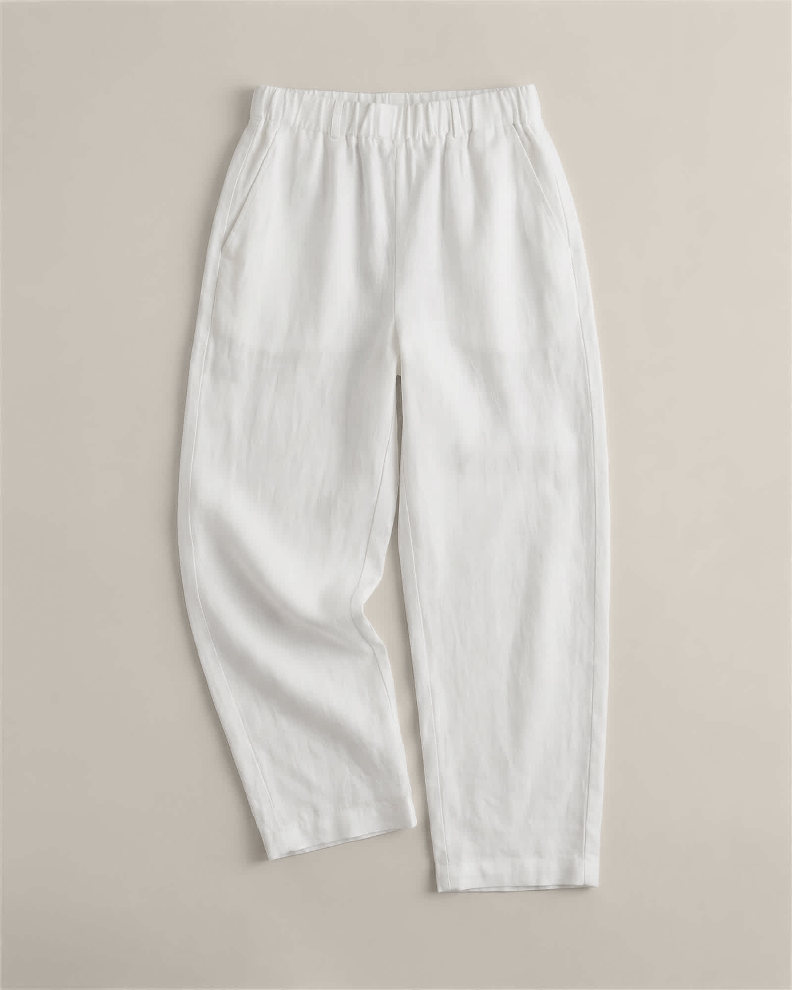 White 100% European Linen Pants
