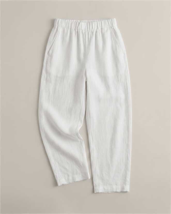 White 100% European Linen Pants