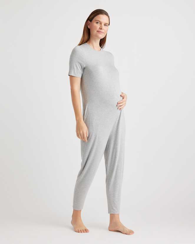 Heather Grey Bamboo Jersey Maternity Everyday Jumpsuit