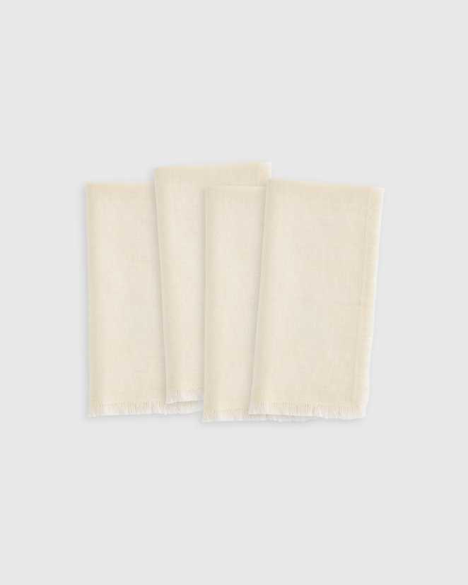Natural European Linen Fringe Napkins (Set of 4)