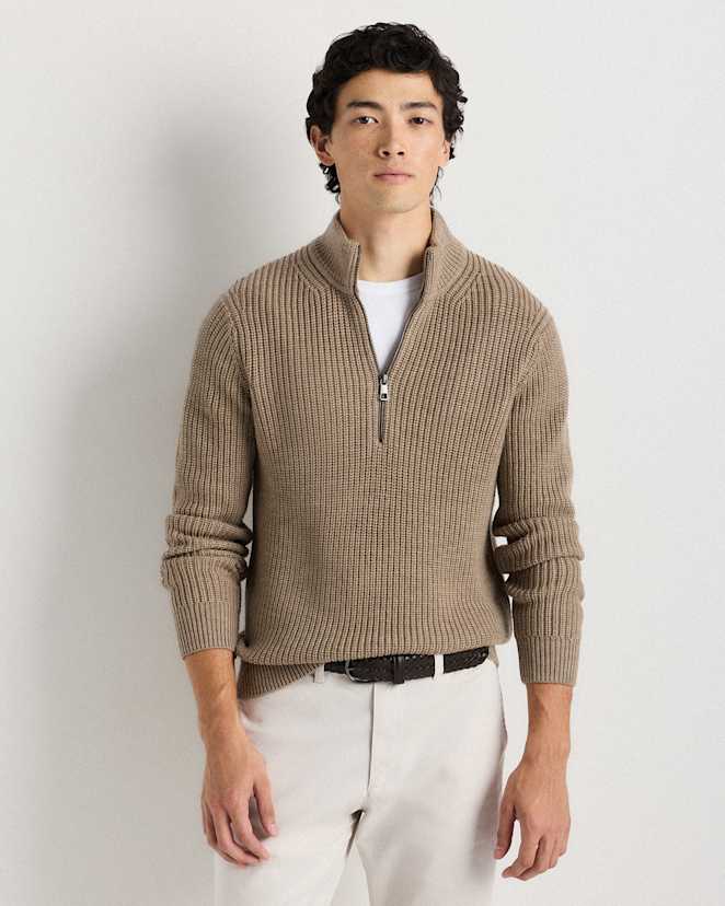 Malted Toffee Australian Merino Wool Half Zip Sweater
