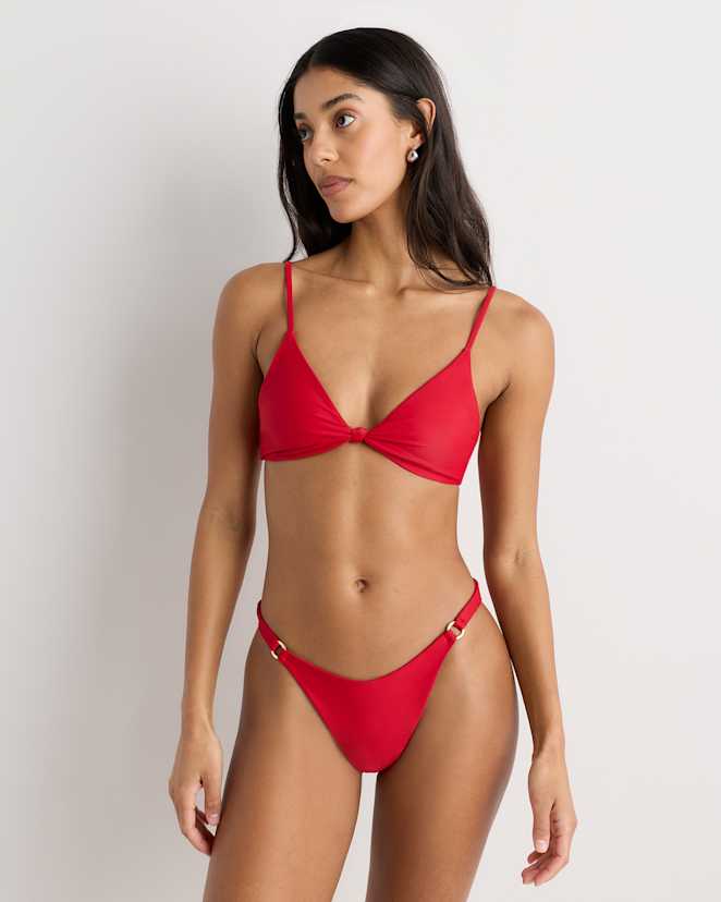 Cherry Italian Knotted Triangle Bikini Top