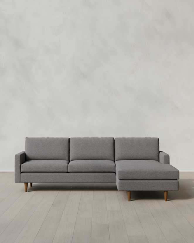 Ash Atlas Midcentury Chaise Sectional in Performance Basketweave