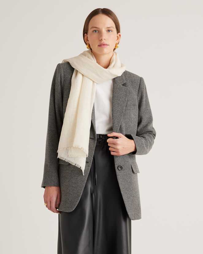 Ivory Lightweight Linen Silk Cashmere Scarf