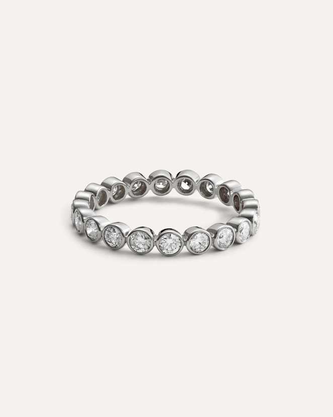 White Gold 14K Gold Lab Grown Diamond Round Bezel Eternity Band - 1ctw