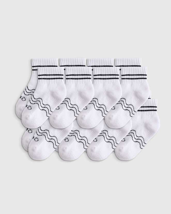 White Kids Organic Cotton Quarter Crew Socks 8-Pack