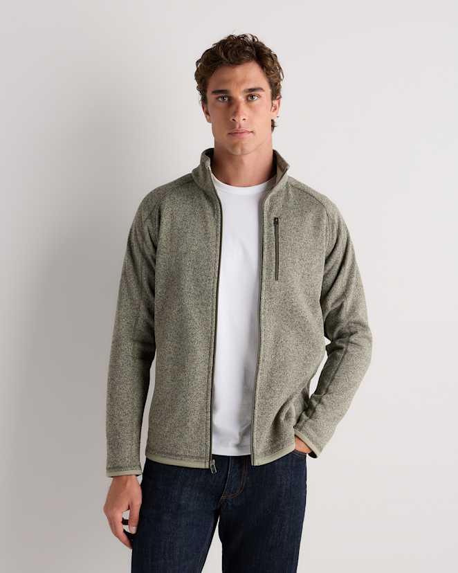 Heather Mineral Green Sweater-Knit Fleece Full-Zip Jacket