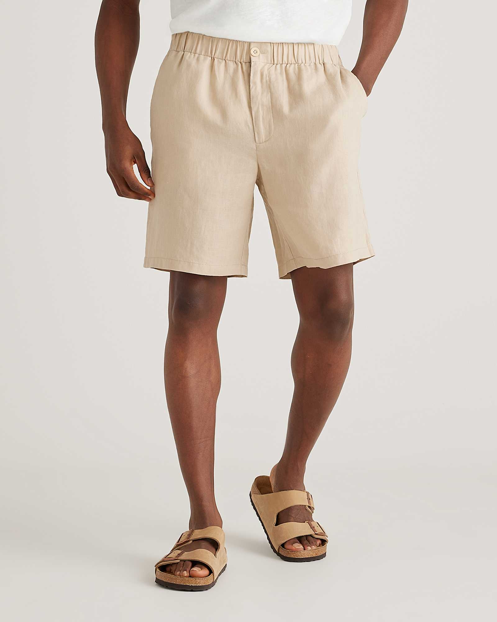 Driftwood 100% European Linen Shorts - 8"