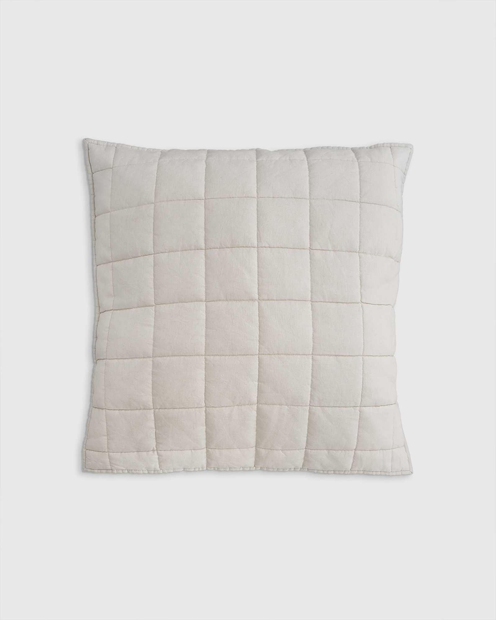 Sand European Linen Box Quilted Euro Sham