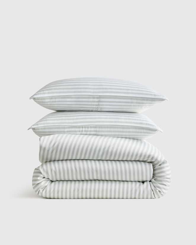 Tailored Stripe Mist Bamboo Stripe Duvet Cover Set
