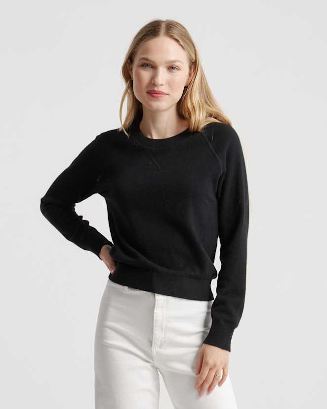 Black Mongolian Shrunken Cashmere Sweatshirt