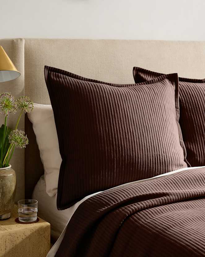 U-BEDD-412-ESP-18007 EDITED Espresso Organic Cotton Matelasse Euro Sham