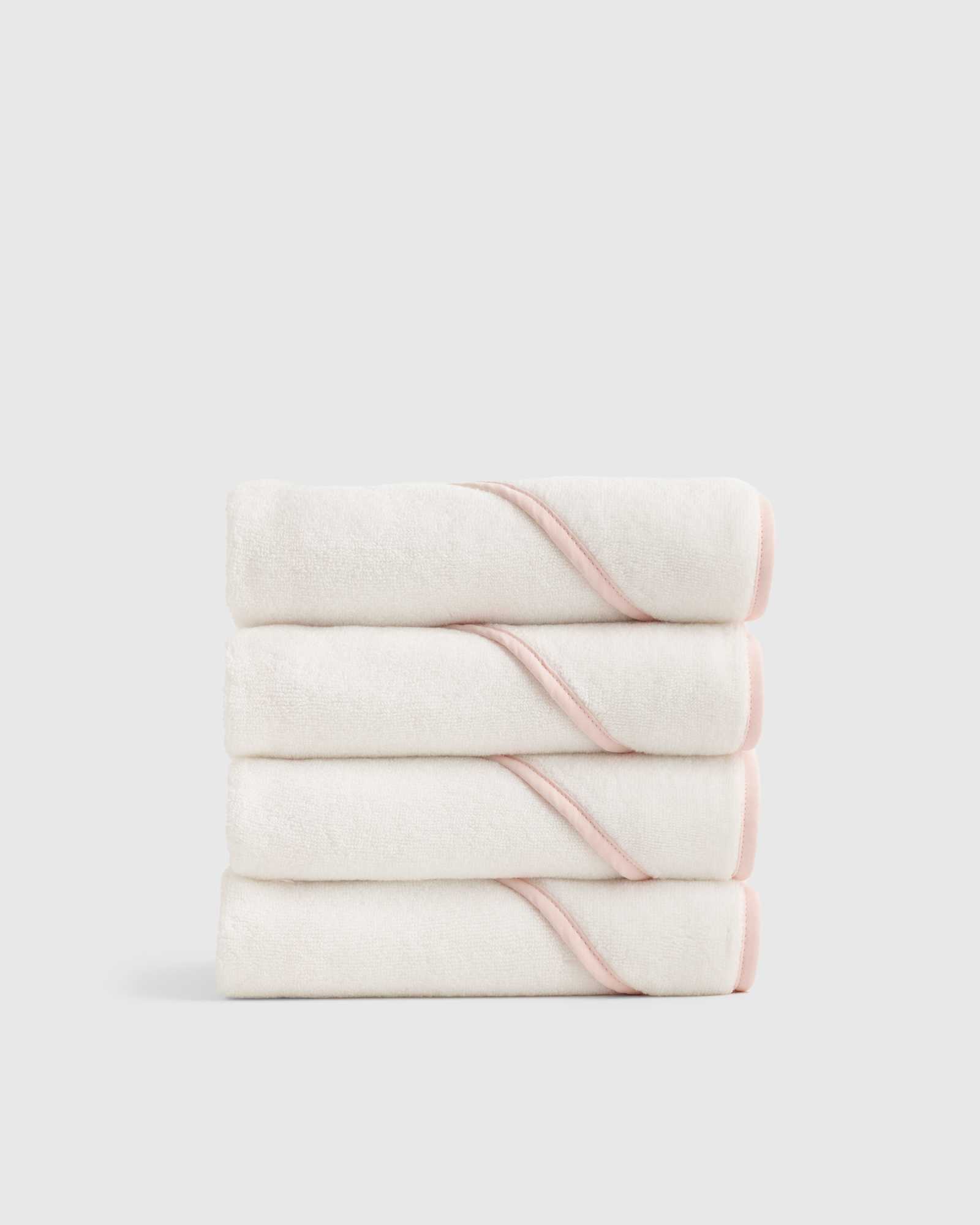 Soft Pink Organic Turkish Cotton Baby Hooded Towel Set 4-Pack