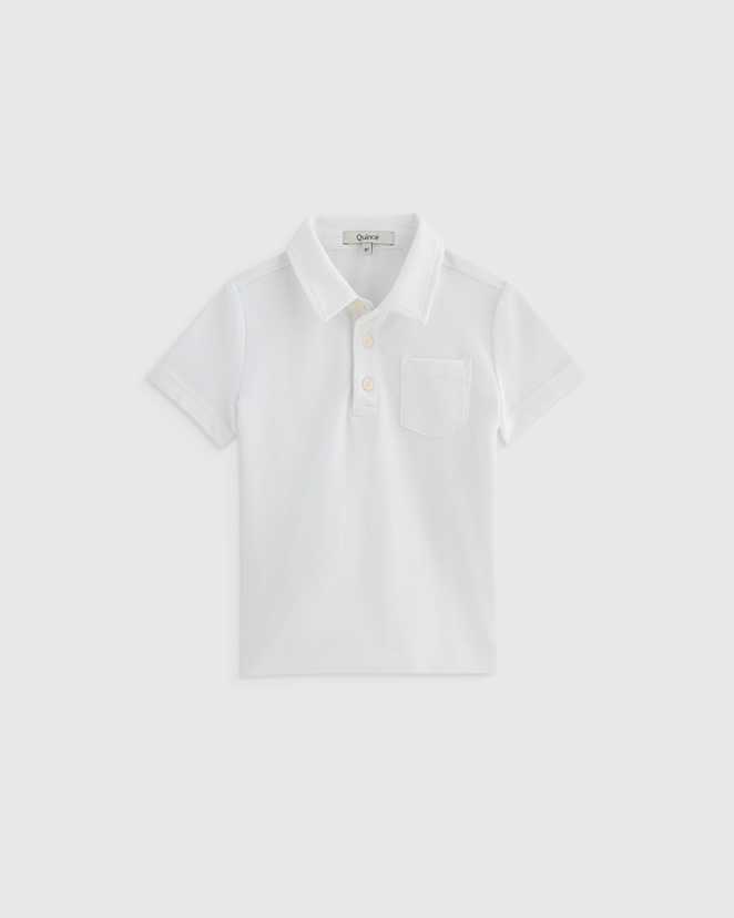 White Organic Cotton Short Sleeve Pique Polo