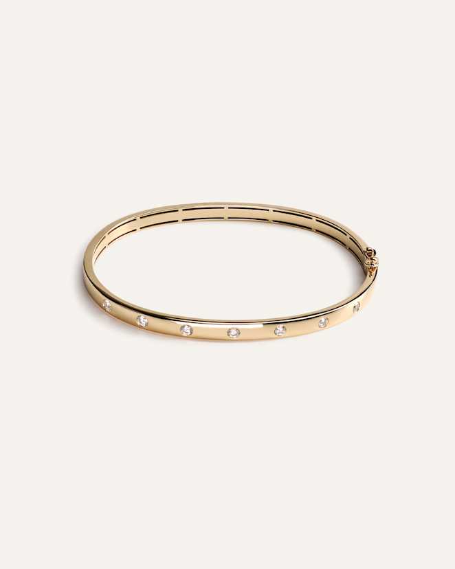 Yellow Gold 14K Gold Natural Diamond Inlay Bangle
