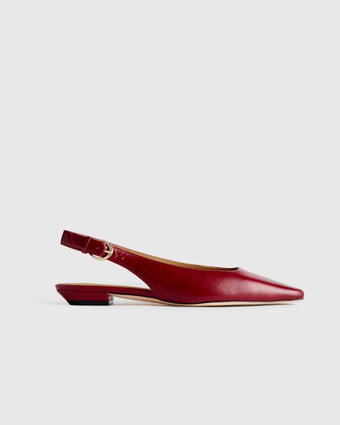 Garnet Italian Leather Slingback Flat