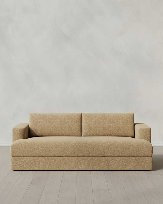 Mushroom Sierra Curved Arm Sofa in Performance Boucle