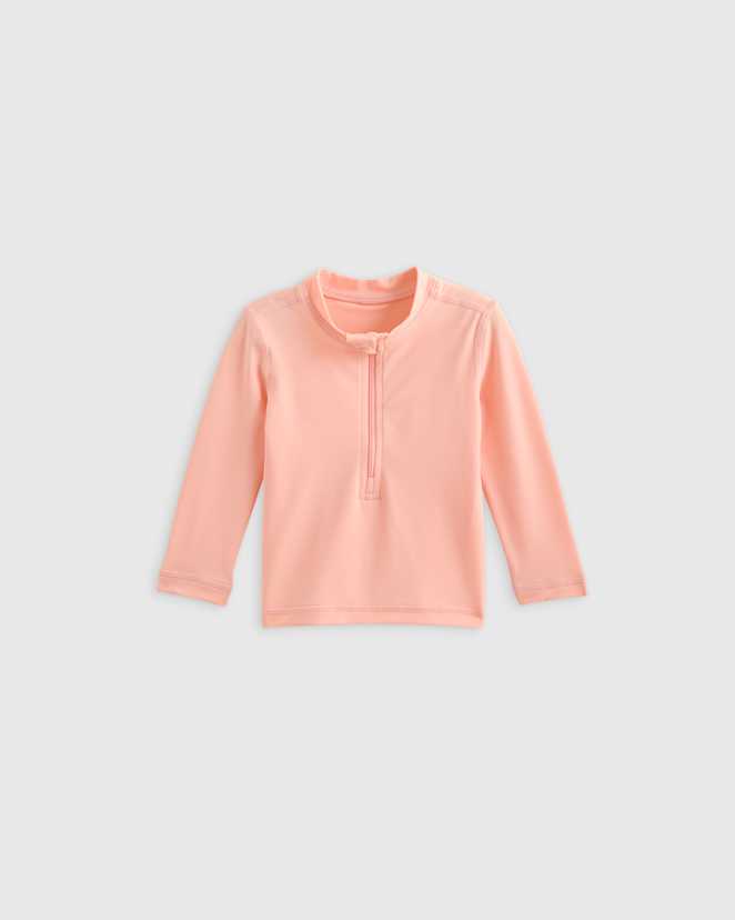 Soft Pink Long Sleeve Zip-Up Rash Guard