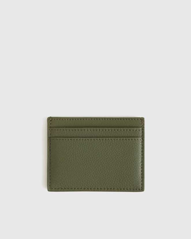 Olive Italian Leather Slim Card Case