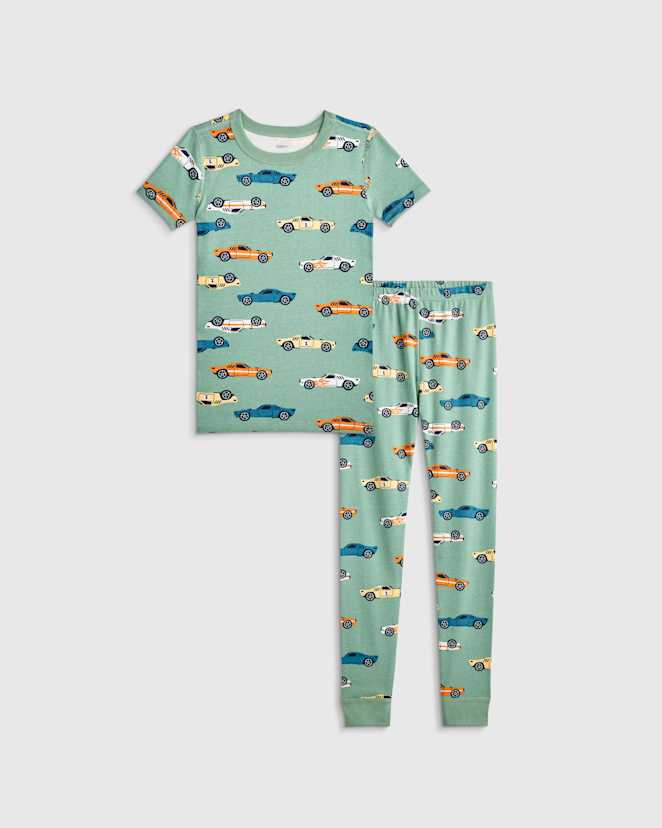 Racecars 100% Organic Cotton Short Sleeve and Pant Pajama Set