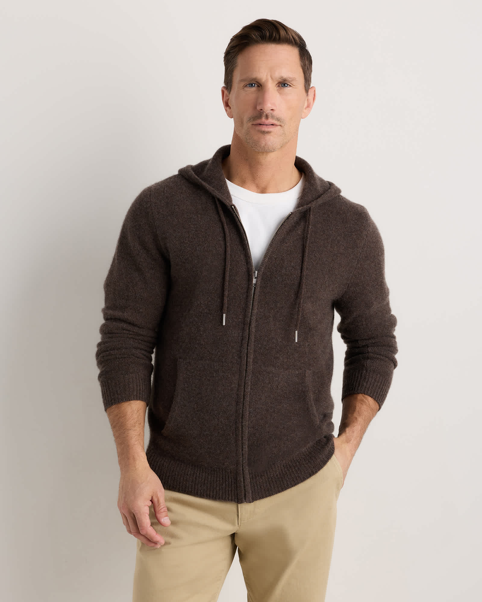 heather-truffle-brown Mongolian Cashmere Full-Zip Hoodie
