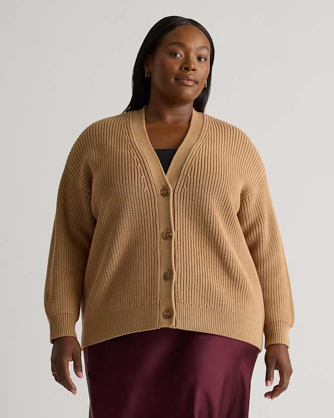 Camel 100% Organic Cotton Oversized Boyfriend Cardigan