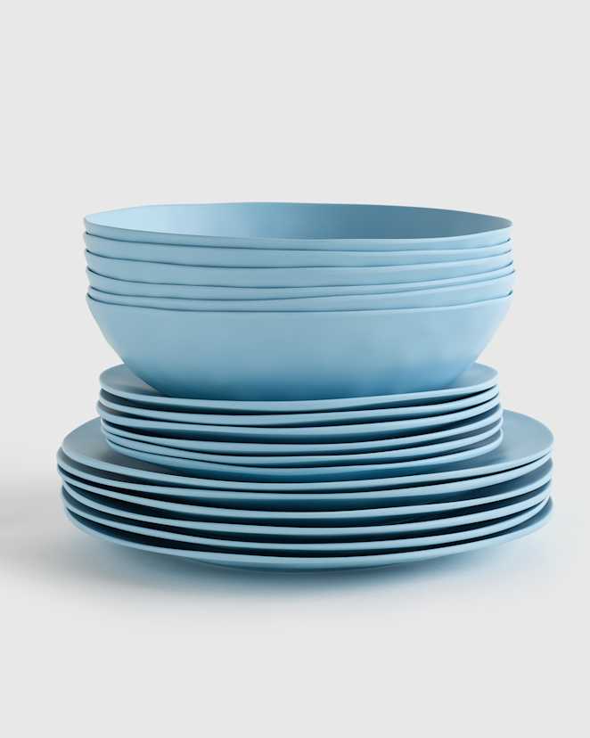 Sky Blue Outdoor Melamine 18pc Dinnerware Set