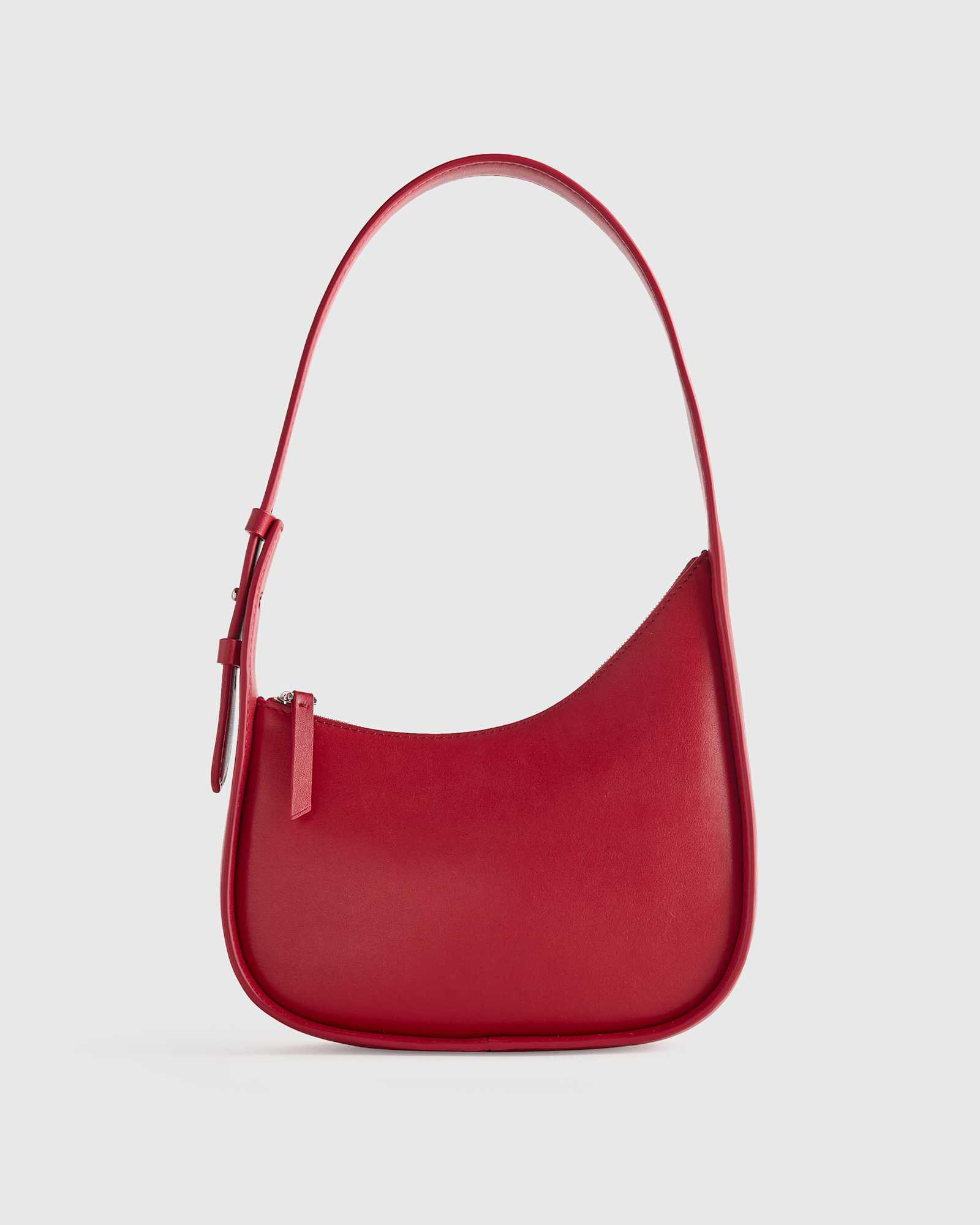 Ruby Red Italian Leather Asymmetrical Mini Shoulder Bag