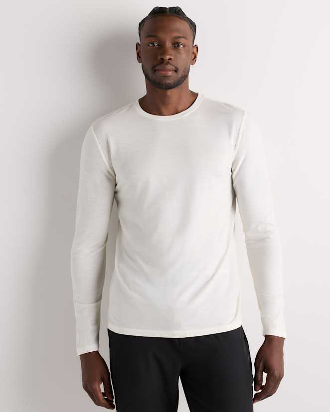 Off-White 100% Merino Wool All-Season Long Sleeve Base Layer Tee