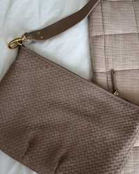 Italian Leather Convertible Crescent Handwoven Shoulder Bag - PDP Video Thumbnail (Taupe, 4x5)