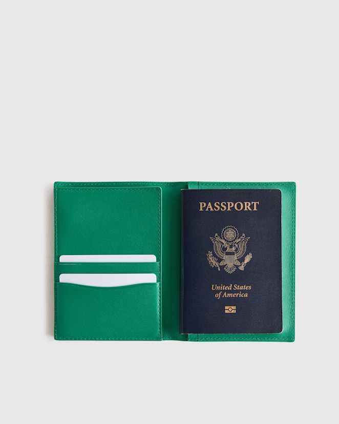 Kelly Green Nappa Leather RFID Blocking Passport Holder