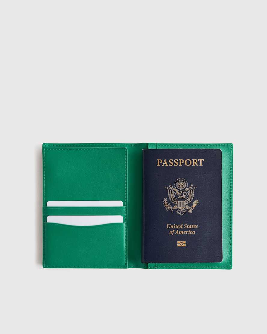 Kelly Green Nappa Leather RFID Blocking Passport Holder