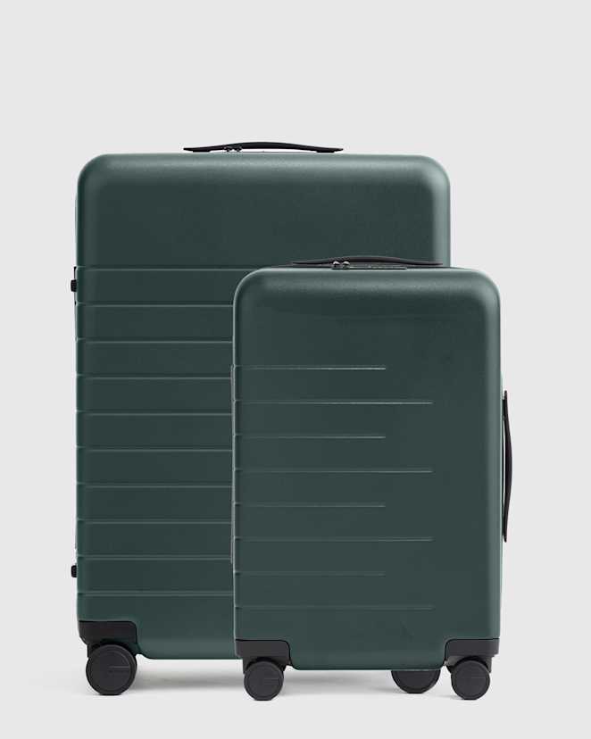 Dark Green Expandable Carry-On & Medium Check-In Suitcase Bundle
