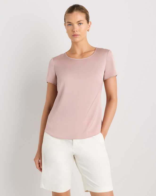 Vintage Pink Washable Stretch Silk Tee