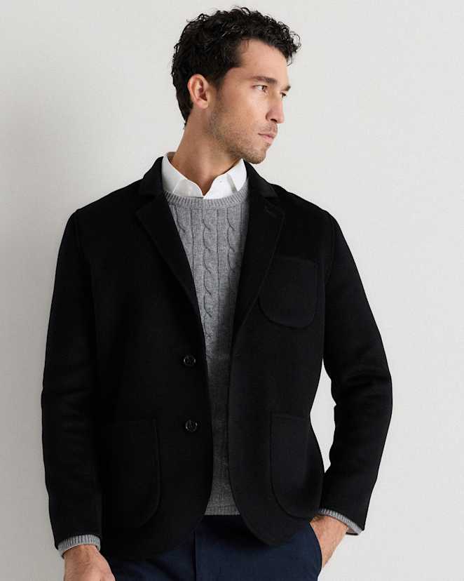 Black 100% Mongolian Cashmere Double-Faced Chore Blazer
