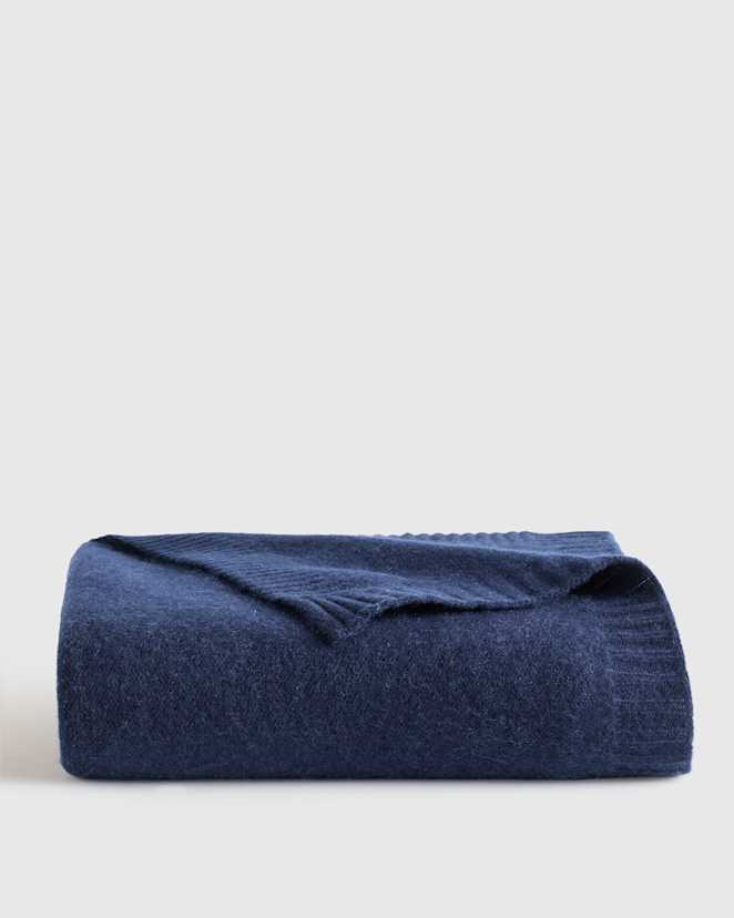 True Navy Mongolian Cashmere Luxe Knit Baby Blanket