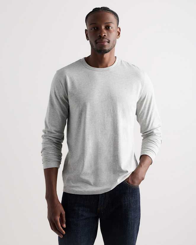 Heather Grey 100% Pima Cotton Luxe Touch Long Sleeve Tee