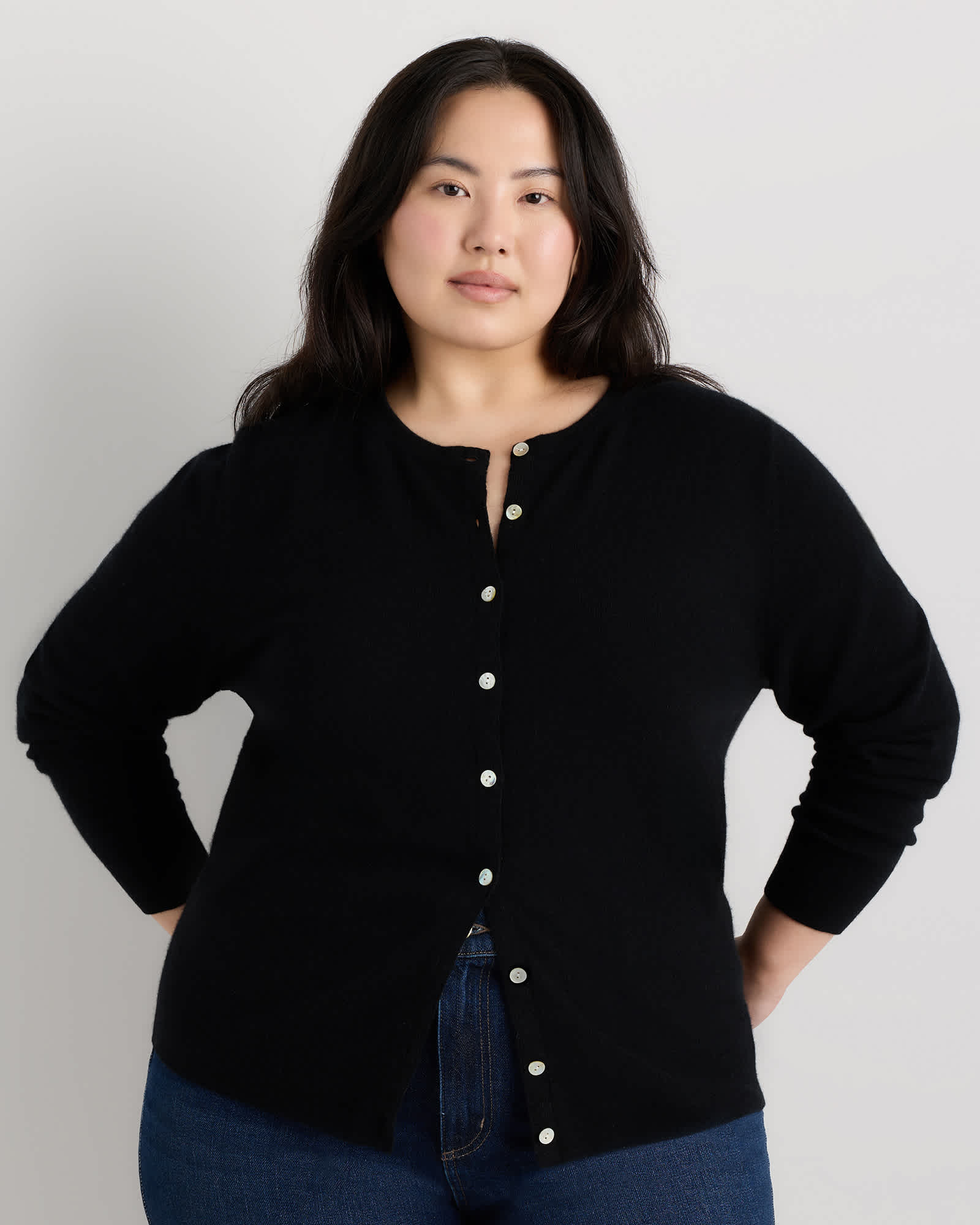 black Mongolian Cashmere Cardigan Sweater