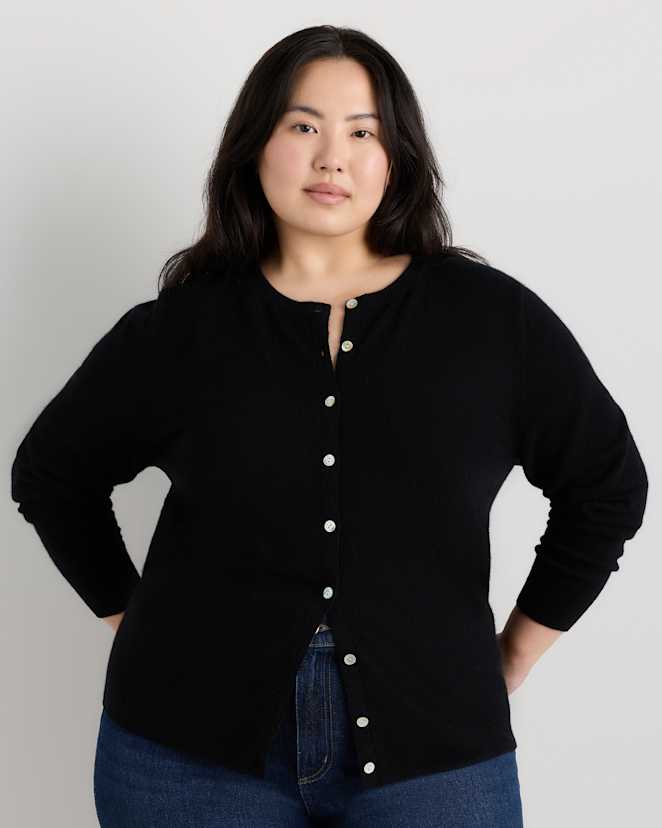 Black Mongolian Cashmere Cardigan Sweater