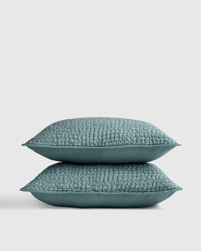 Ocean Organic Cotton Hand Stitched Quilted Sham Set