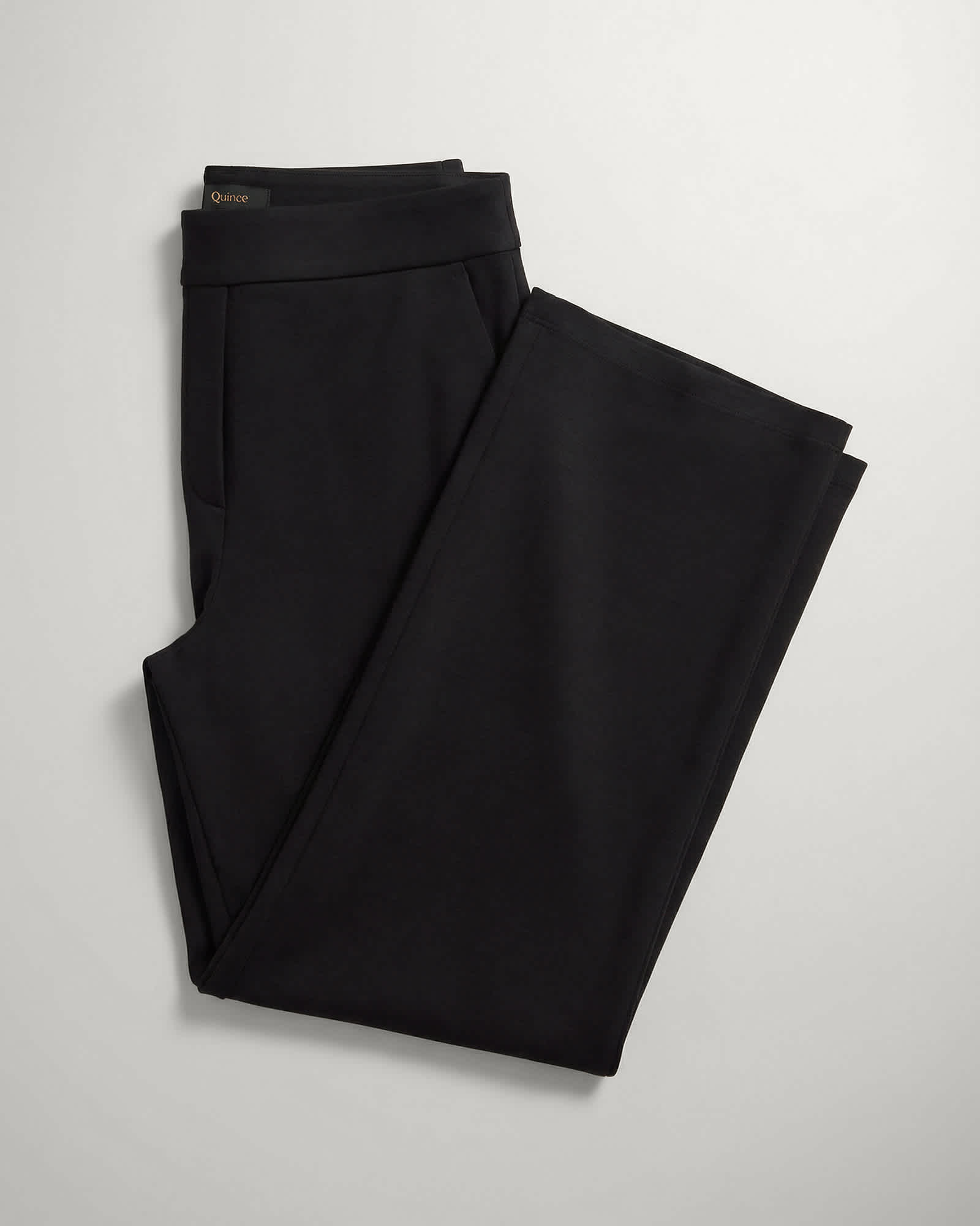 black Ultra-Stretch Ponte Wide Leg Pants