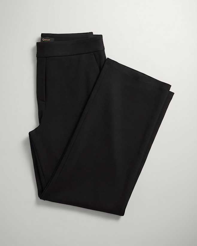 Black Ultra-Stretch Ponte Wide Leg Pants