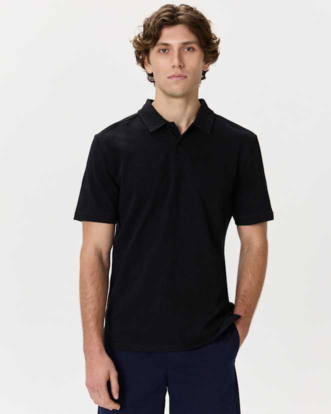 Bold Black 100% Organic Cotton Slub Polo